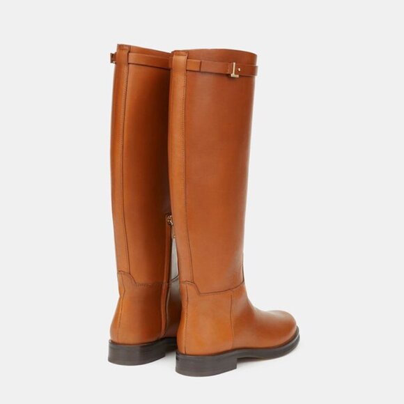 Lafayette 148 Wren Riding Boot in Vachetta Leather Copper EU 37.5 US 7.5 NEW - Picture 2 of 14